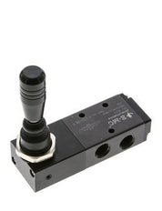 5/3 G1/4'' (G1/8'') Pressure Center Hand Lever Valve Detent 0-8bar/0-112psi E.MC