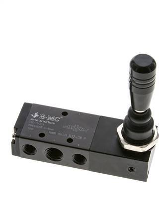 5/3 G1/4'' (G1/8'') Détente de valve à levier manuel pour centre de pression 0-8bar/0-112psi E.MC