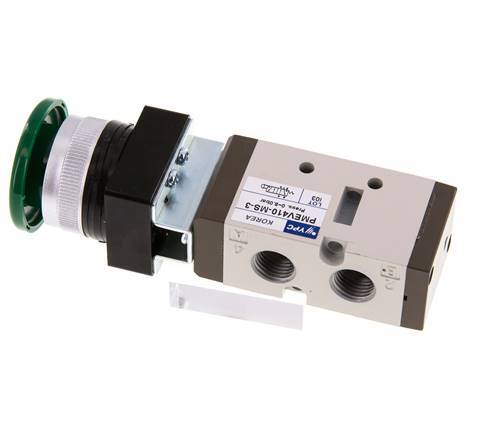 vanne à bouton-poussoir 5/2 G1/4'' (G1/8'') vert 0-8bar/0-112psi YPC