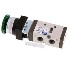 vanne à bouton-poussoir 5/2 G1/4'' (G1/8'') vert 0-8bar/0-112psi YPC