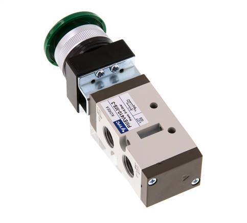 vanne à bouton-poussoir 5/2 G1/4'' (G1/8'') vert 0-8bar/0-112psi YPC