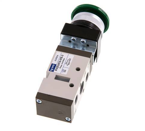 vanne à bouton-poussoir 5/2 G1/4'' (G1/8'') vert 0-8bar/0-112psi YPC