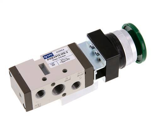 vanne à bouton-poussoir 5/2 G1/4'' (G1/8'') vert 0-8bar/0-112psi YPC