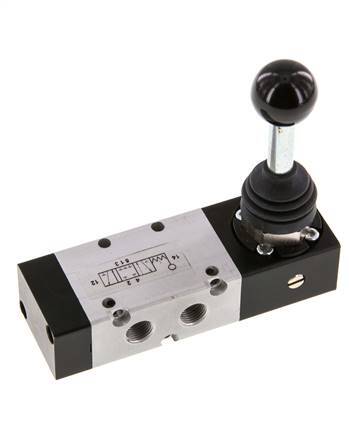 5/3 G1/8'' Center Closed Hand Lever Valve Detent -0.95-10bar/-13.2-140psi