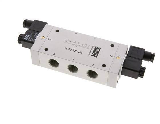5/3 G1/2'' Center Closed Solenoid Valve 115V AC 3-10bar/42-140psi Airtec