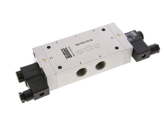 5/3 G1/2'' Center Closed Solenoid Valve 115V AC 3-10bar/42-140psi Airtec