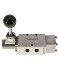 vanne manuelle à levier 5/2 G1/4'' en acier inoxydable à détente -0.95-12bar/-13.2-168psi