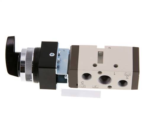 vanne à commutateur rotatif 5/2 G1/4'' (G1/8'') Noir 0-8bar/0-112psi YPC