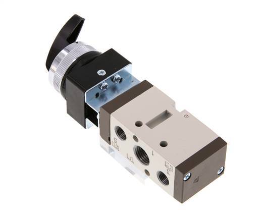 5/2 G1/4'' (G1/8'') Rotary Switch Valve Black 0-8bar/0-112psi YPC