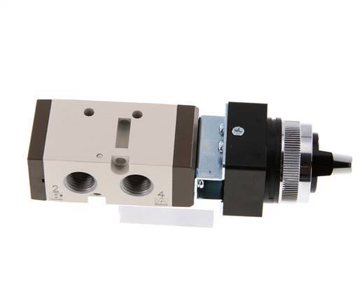 vanne à commutateur rotatif 5/2 G1/4'' (G1/8'') Noir 0-8bar/0-112psi YPC