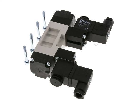 5/3 ISO 5599-1 Exhaust Center Solenoid Valve 24V DC 2-10bar/28-140psi YPC