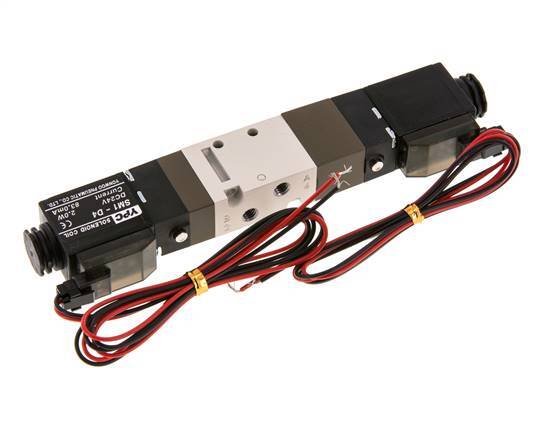 5/3 M5 Electrovanne à centre fermé 24V DC 2-10bar/28-140psi Fiche à 2 broches YPC