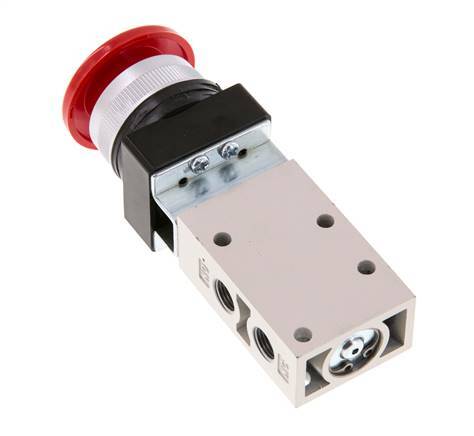 valve à bouton de paume 3/2 G1/8'' rouge 0-8bar/0-112psi YPC