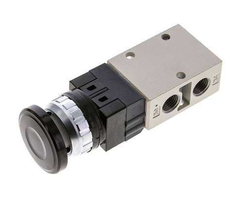 robinet à bouton-poussoir 3/2 G1/4'' noir 0-8bar/0-112psi YPC