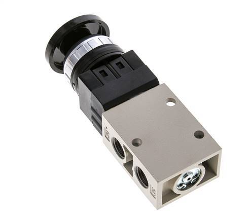 robinet à bouton-poussoir 3/2 G1/4'' noir 0-8bar/0-112psi YPC