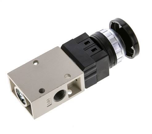 robinet à bouton-poussoir 3/2 G1/4'' noir 0-8bar/0-112psi YPC