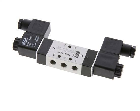 5/3 G1/8'' Electrovanne à centre fermé 12V DC 3-10bar/42-140psi Airtec