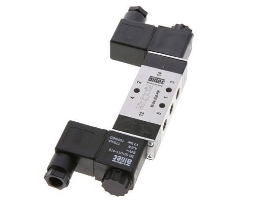 5/3 G1/8'' Electrovanne à centre fermé 12V DC 3-10bar/42-140psi Airtec