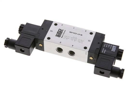 5/3 G1/4'' Pressure Center Solenoid Valve 24V AC 3-8bar/42-112psi Airtec