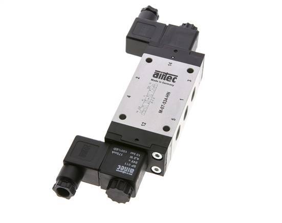 5/3 G1/4'' Pressure Center Solenoid Valve 24V AC 3-8bar/42-112psi Airtec