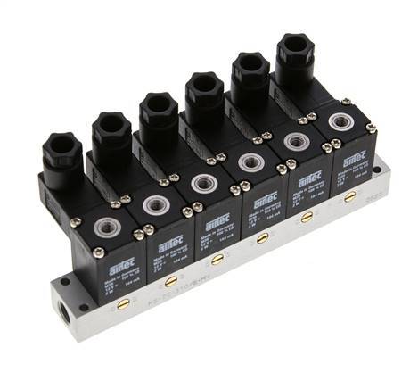 6x3/2 M5 NC Electrovanne 12V DC -0.95-8bar/-13.2-112psi Airtec