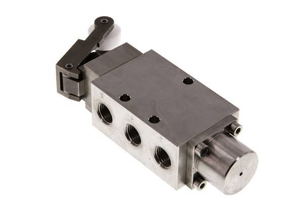 vanne à levier à rouleau 5/2 G1/4'' en acier inoxydable -0.95-12bar/-13.2-168psi
