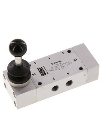5/3 G1/8'' Exhaust Center Hand Lever Valve 0-10bar/0-140psi Airtec