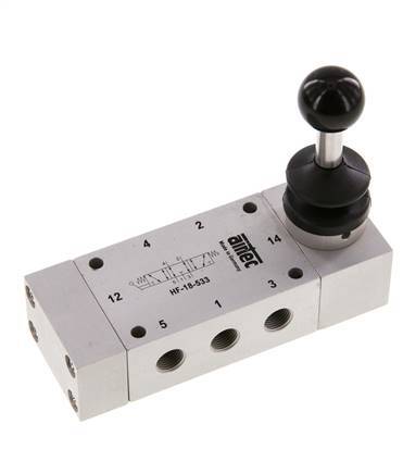 valve à levier central d'échappement 5/3 G1/8'' 0-10bar/0-140psi Airtec