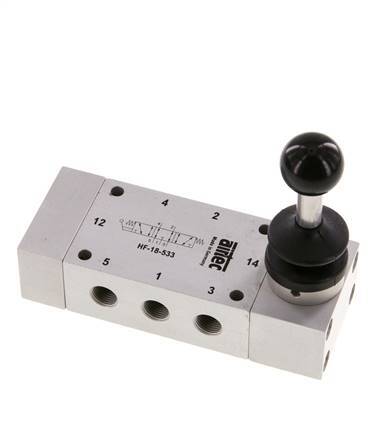 valve à levier central d'échappement 5/3 G1/8'' 0-10bar/0-140psi Airtec