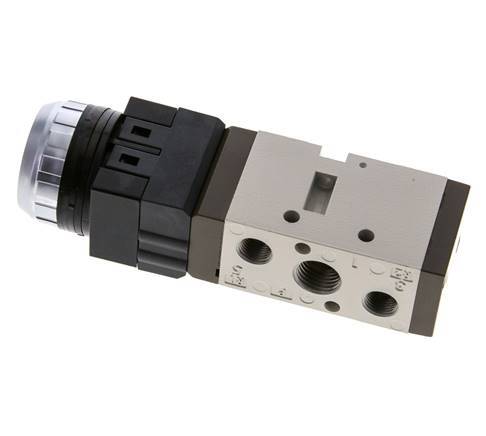 vanne à bouton poussoir 5/2 G1/4'' (G1/8'') Noir 0-8bar/0-112psi YPC