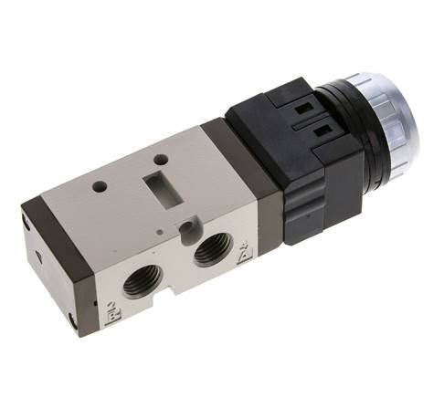 vanne à bouton poussoir 5/2 G1/4'' (G1/8'') Noir 0-8bar/0-112psi YPC