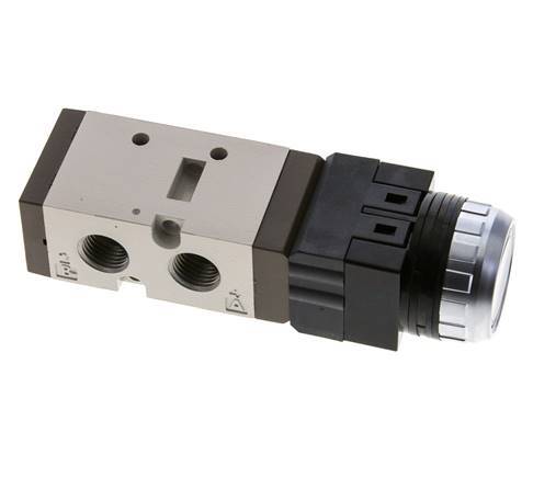 vanne à bouton poussoir 5/2 G1/4'' (G1/8'') Noir 0-8bar/0-112psi YPC