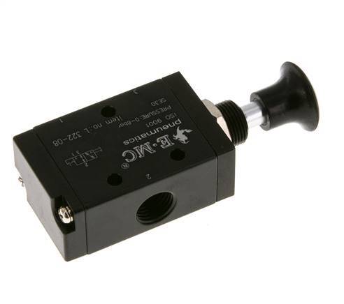 3/2 G1/4'' Axial Hand Lever Valve Detent 0-8bar/0-112psi E.MC