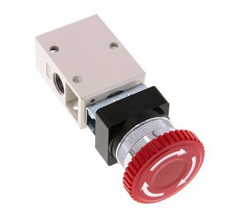 bouton d'arrêt d'urgence 3/2 G1/4'' rouge 0-8bar/0-112psi YPC