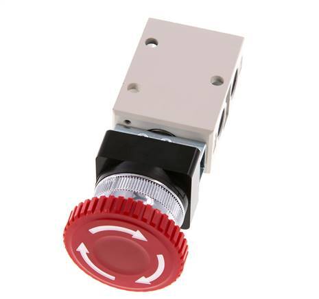 bouton d'arrêt d'urgence 3/2 G1/4'' rouge 0-8bar/0-112psi YPC
