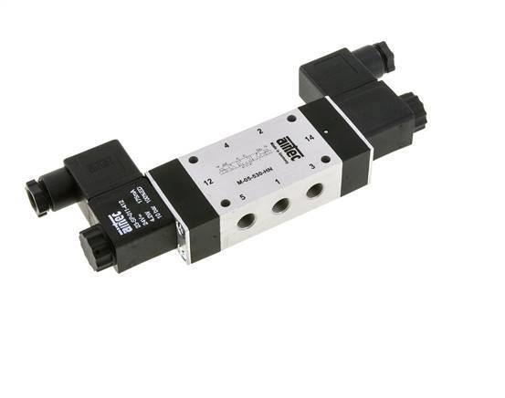 5/3 G1/8'' Center Closed Solenoid Valve 12V DC 3-8bar/42-112psi Airtec