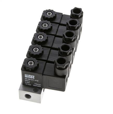 5x3/2 G1/8'' NC Électrovanne 24V DC -0.95-10bar/-13.2-140psi Airtec