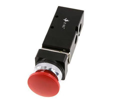 vanne à bouton-poussoir 5/2 G1/4'' (G1/8'') rouge 0-8bar/0-112psi E.MC