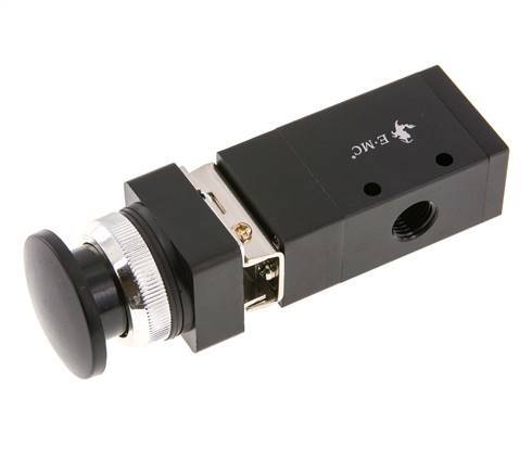 valve bouton de paume universelle 3/2 G1/4'' noire 0-8bar/0-112psi E.MC