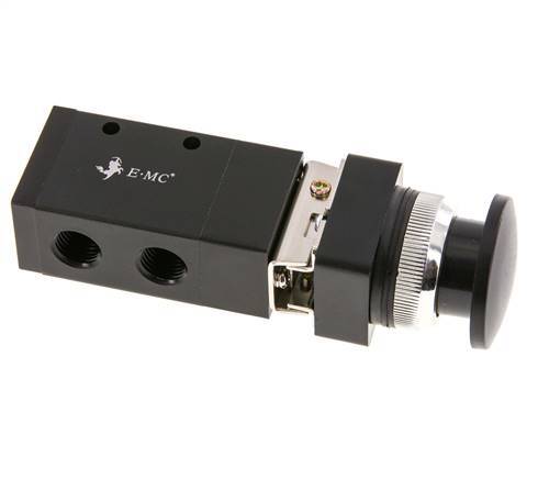 valve bouton de paume universelle 3/2 G1/4'' noire 0-8bar/0-112psi E.MC