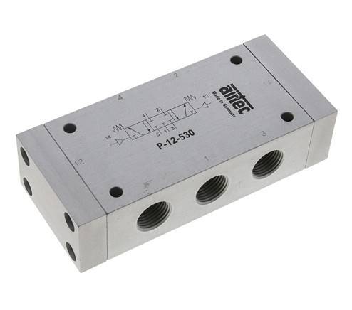 valve pilote d'air à centre fermé 5/3 G1/2'' 0-10bar/0-140psi Airtec