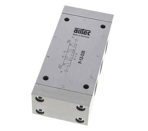 valve pilote d'air à centre fermé 5/3 G1/2'' 0-10bar/0-140psi Airtec