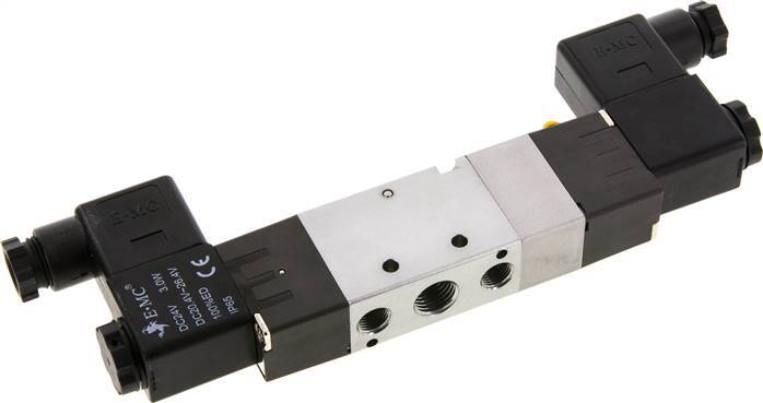 5/3 G1/4'' (G1/8'') Exhaust Center Solenoid Valve 12V DC 1.5-8bar/21.0-112psi E.MC