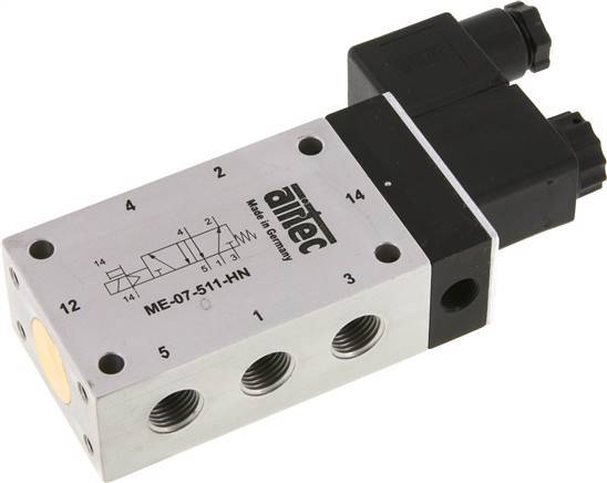 electrovanne 5/2 G1/4'' (G1/8'') Pilote externe 230V AC -0.95-10bar/-13.2-140psi Airtec