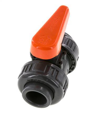 PVC 2-way Ball Valve True Union 20 mm Socket EPDM