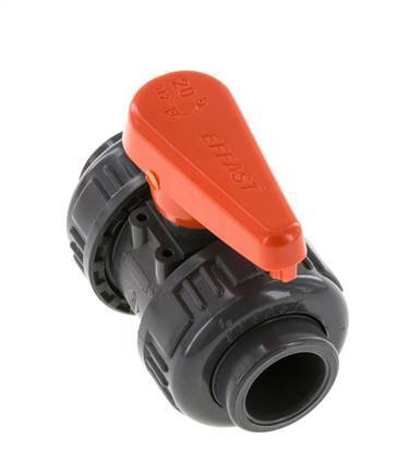 PVC 2-way Ball Valve True Union 20 mm Socket FKM
