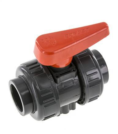 Vanne à Bille PVC 2 Voies Raccord Double Union 32 mm Prise EPDM