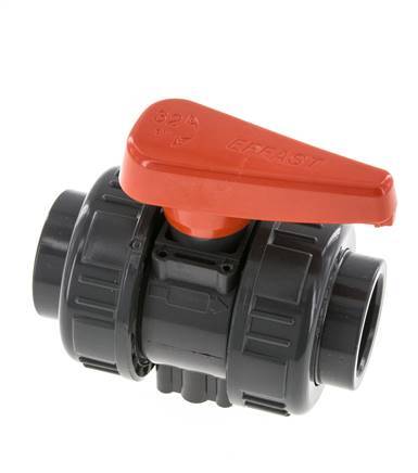 Vanne à Bille PVC 2 Voies Raccord Double Union 32 mm Prise EPDM