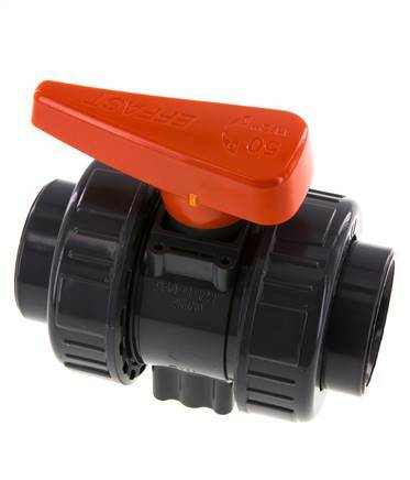 Vanne à boisseau sphérique PVC 2 voies Raccord Double Union 50 mm Prise EPDM