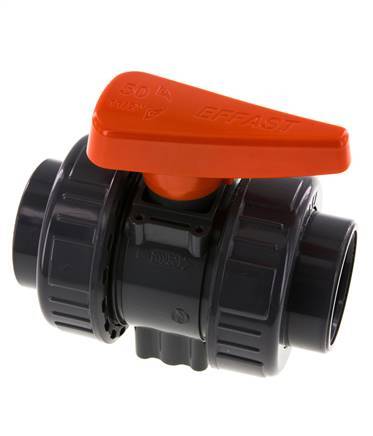 Vanne à boisseau sphérique PVC 2 voies Raccord Double Union 50 mm Prise EPDM